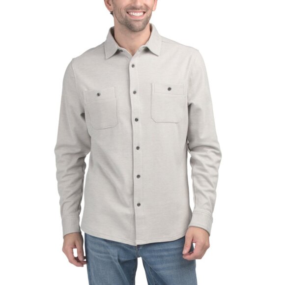 QUIKSILVER Heather Grey Belino Knit Button Down Shirt - Picture 1 of 2